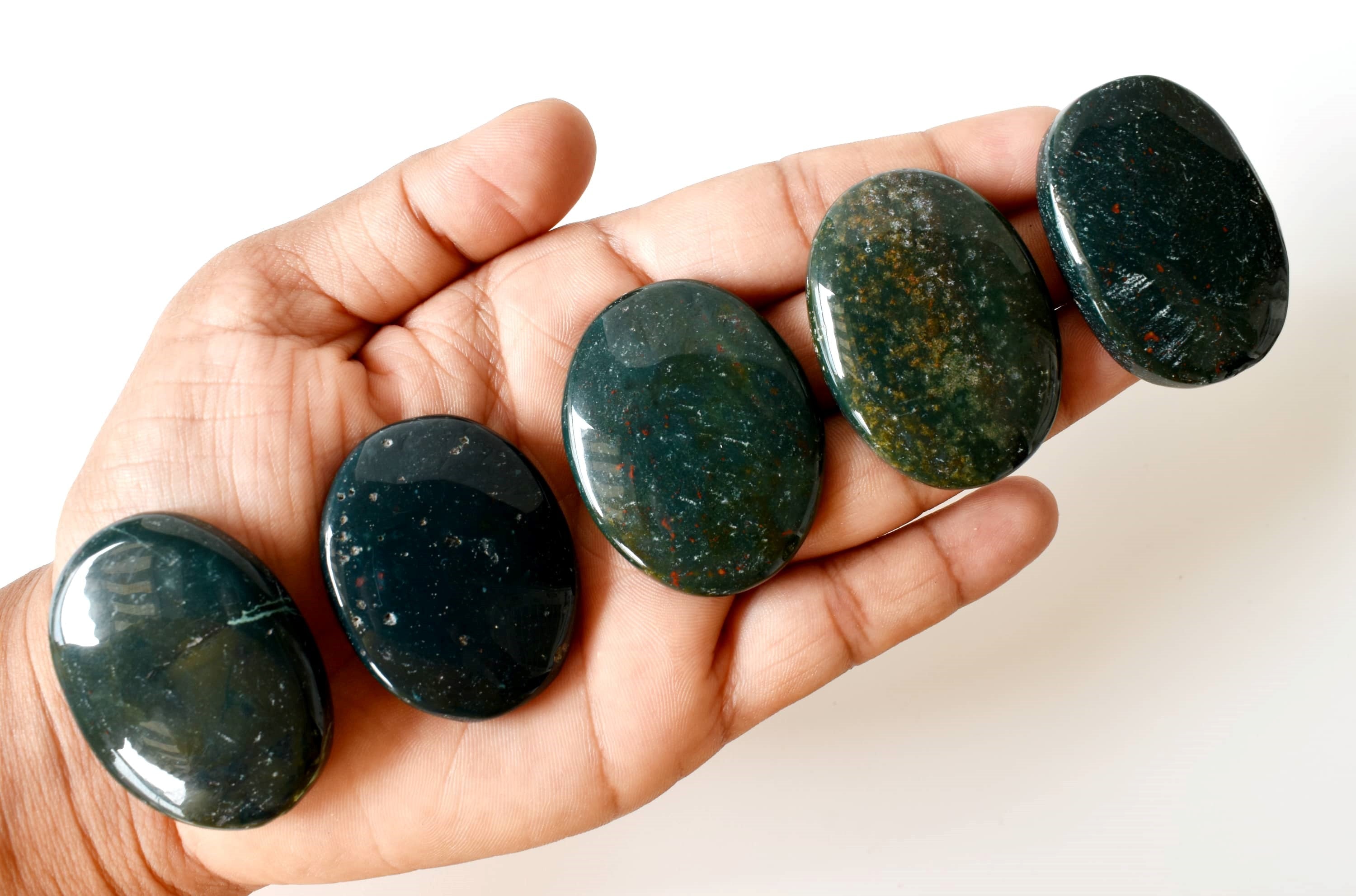 Bloodstone Worry Pocket Stones (Protection and Strength)  DestGlow