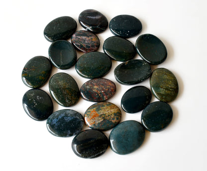 Bloodstone Worry Pocket Stones (Protection and Strength)  DestGlow