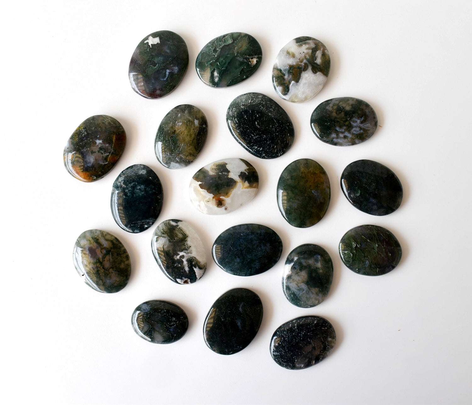 Moss Agate Pocket Stones (Trust and Self-Discipline)  DestGlow