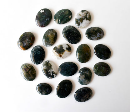 Moss Agate Pocket Stones (Trust and Self-Discipline)  DestGlow