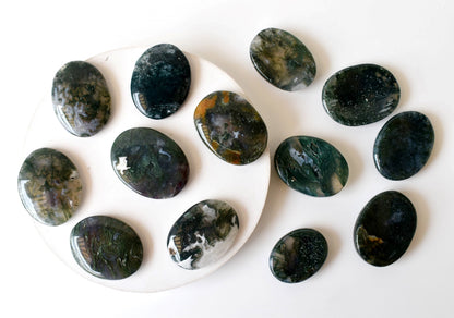 Moss Agate Pocket Stones (Trust and Self-Discipline)  DestGlow