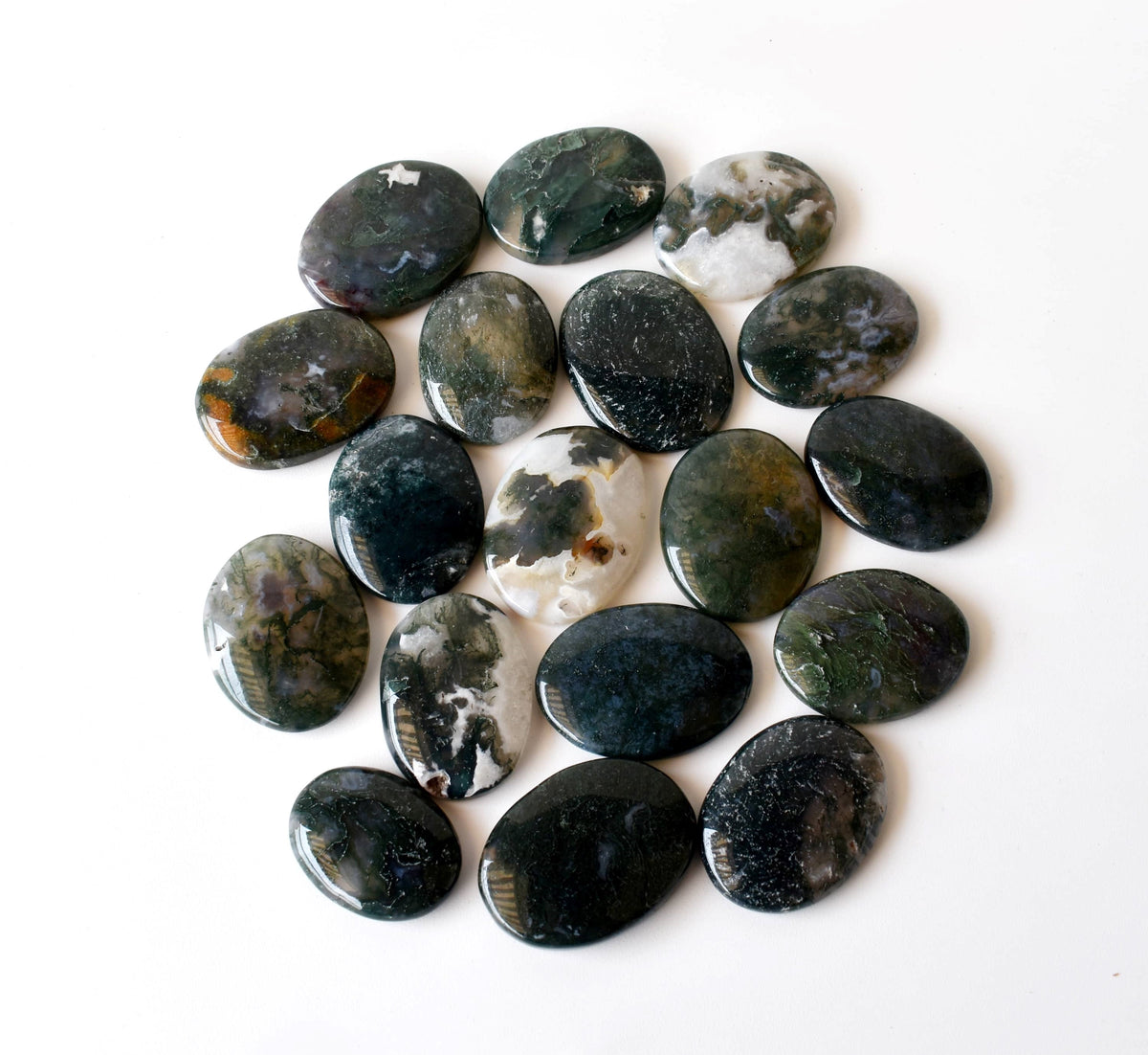 Moss Agate Pocket Stones (Trust and Self-Discipline)  DestGlow