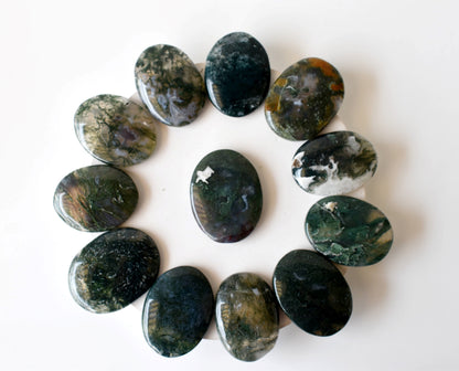 Moss Agate Pocket Stones (Trust and Self-Discipline)  DestGlow