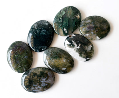 Moss Agate Pocket Stones (Trust and Self-Discipline)  DestGlow