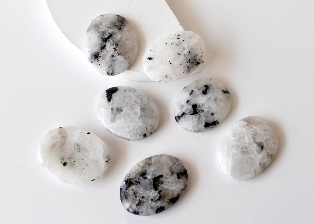 Rainbow Moonstone Worry Stones (Compassion and Psychic Abilities).  DestGlow