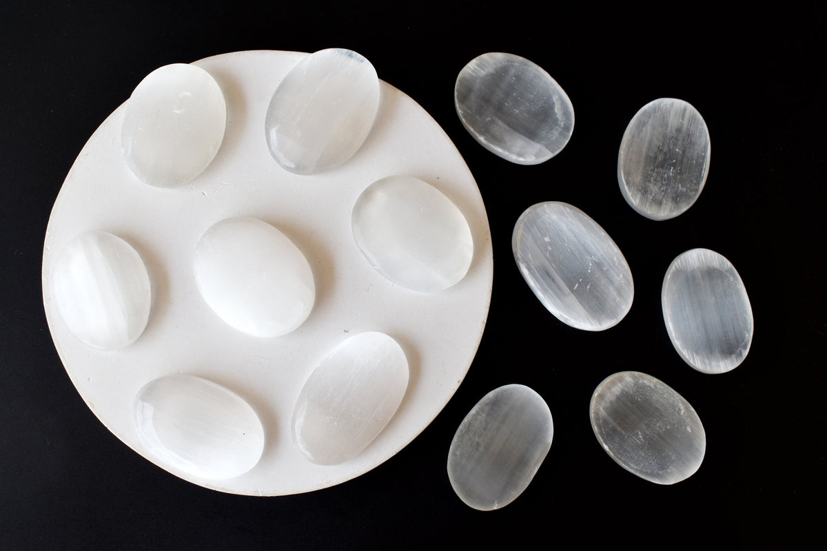 Selenite Pocket Stones (Protection and Clairvoyance )  DestGlow
