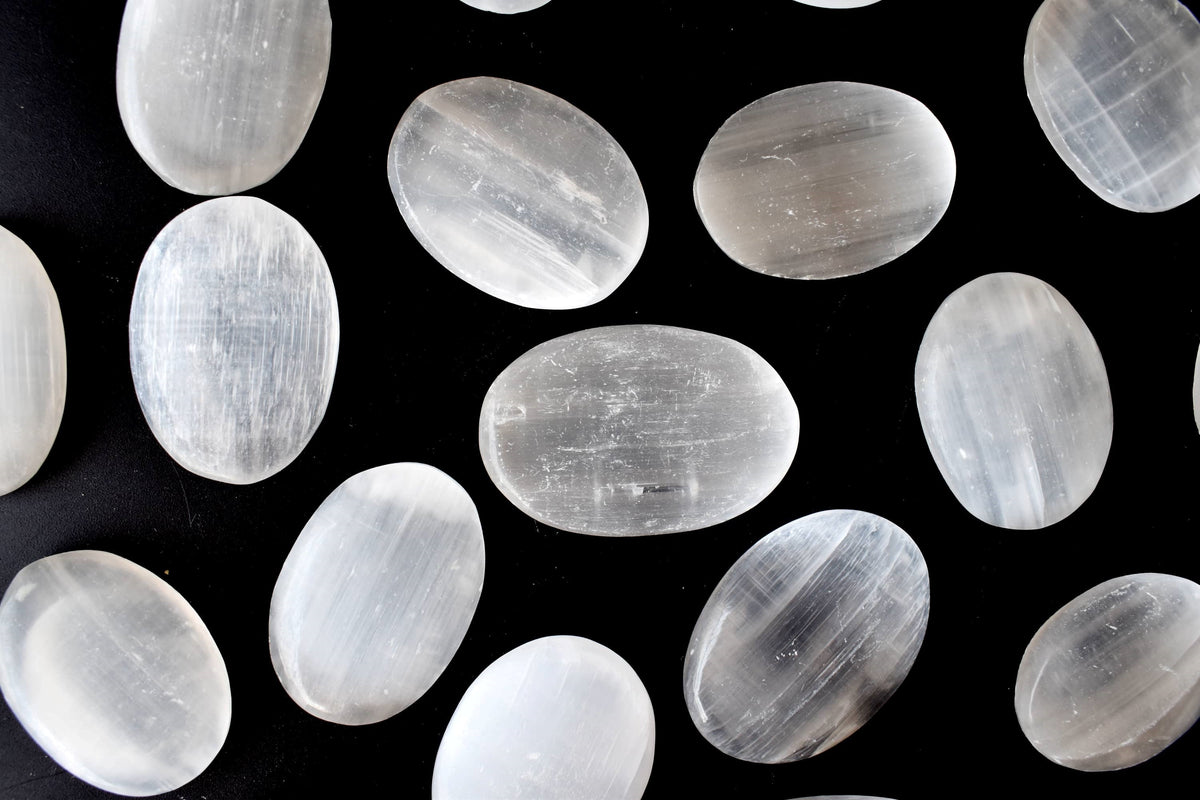 Selenite Pocket Stones (Protection and Clairvoyance )  DestGlow