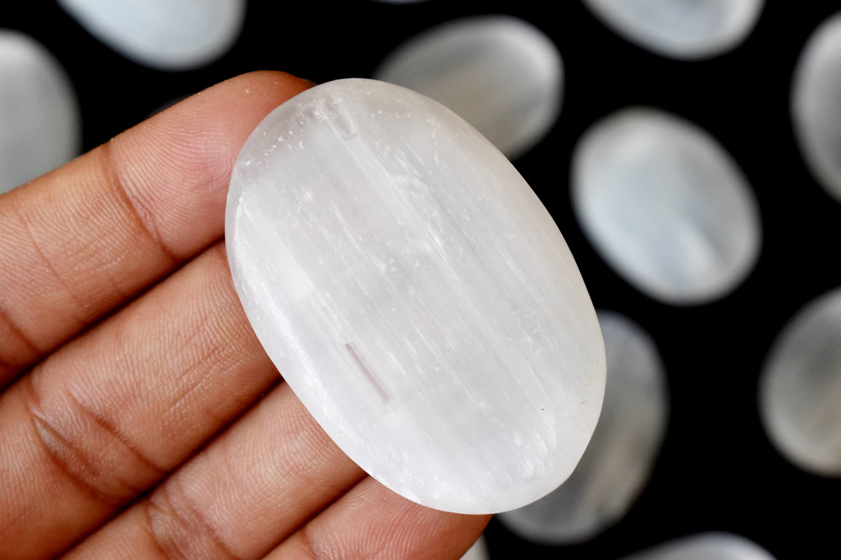 Selenite Pocket Stones (Protection and Clairvoyance )  DestGlow