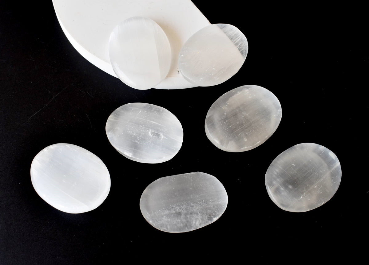 Selenite Pocket Stones (Protection and Clairvoyance )  DestGlow