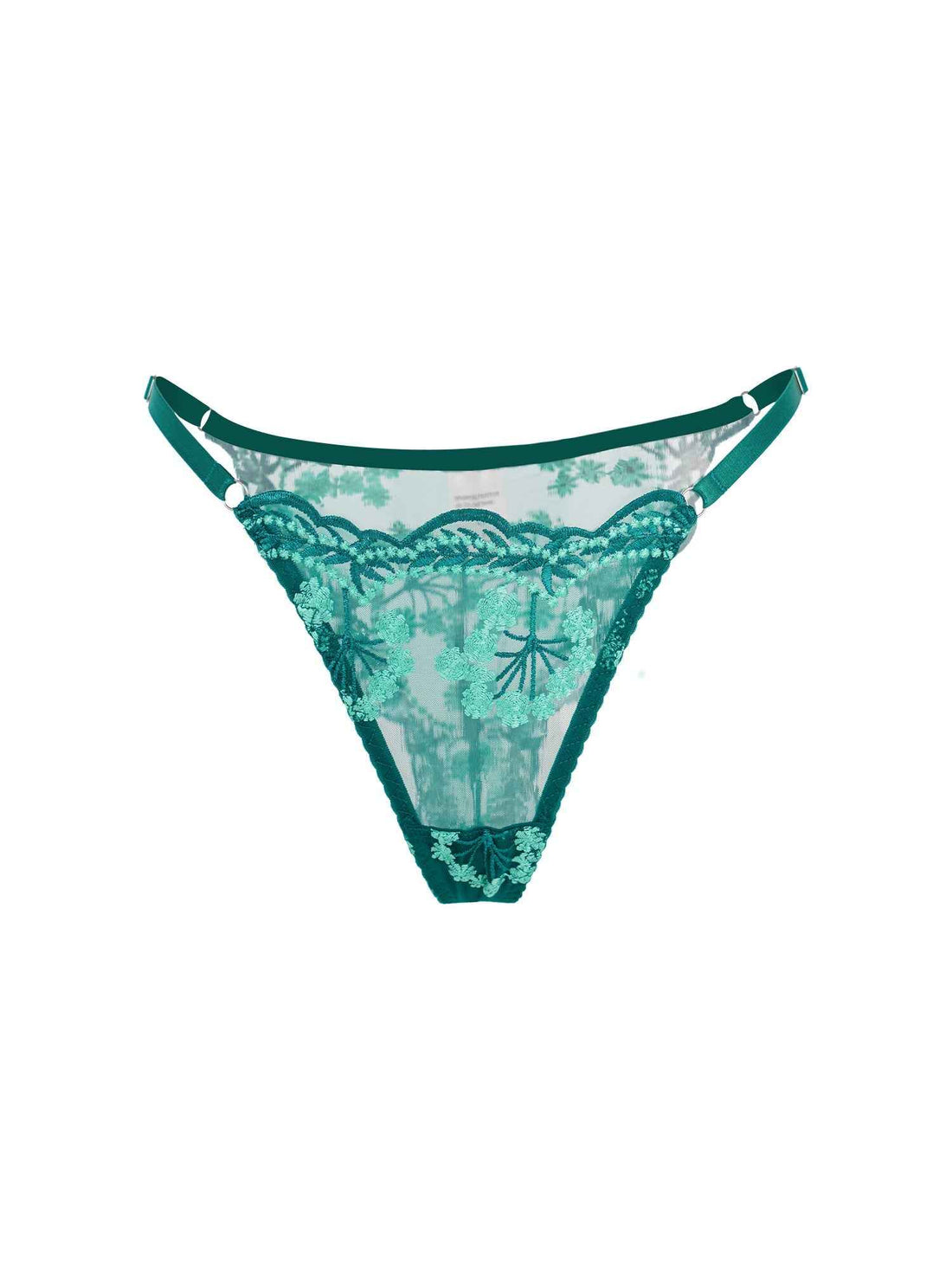 Vintage Turquoise Satin Embroidered Thong - accessories