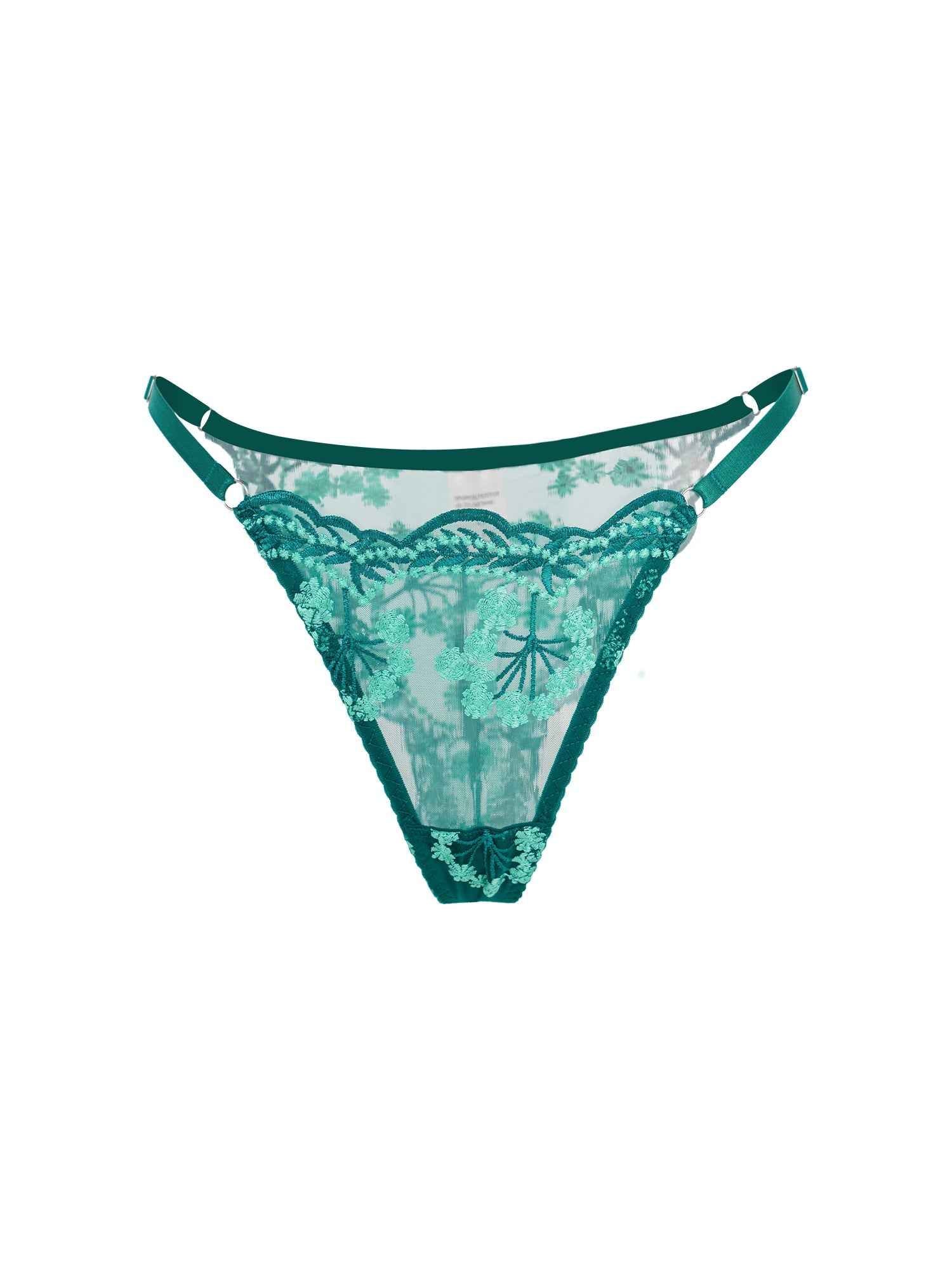 Vintage Turquoise Satin Embroidered Thong - accessories