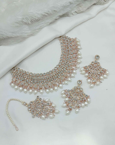 Joban Fashion White Stone Work Necklace Set