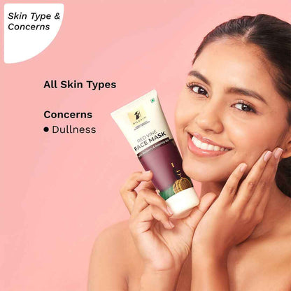 Pilgrim Anti Ageing Red Vine Face Mask with Mulberry Extracts &amp; Rosehip Oil For Glowing Skin, De-Tan, Dark Spots, Blackheads Removal