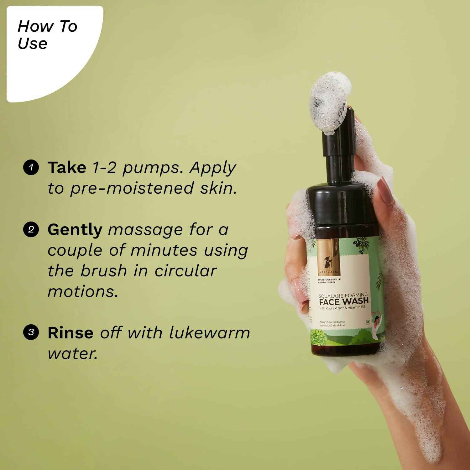 Pilgrim Spanish Foaming Face Wash With Kiwi Extracts &amp; Aloe For Skin Hydration