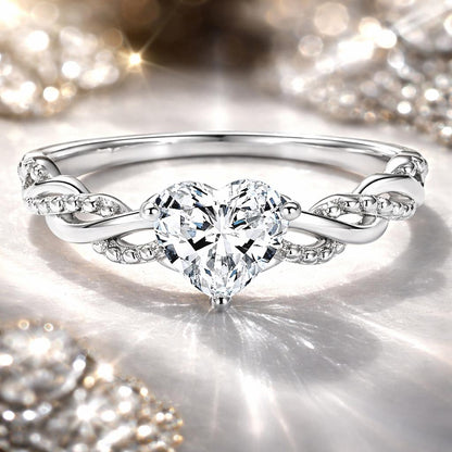 925 Sterling Silver Love Ring with CZ, Size 6.0 by Bids.com