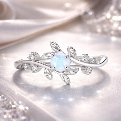 925 Sterling Silver Opal &amp; CZ Ring 0.2cm Size 6.0 for Women by Bids.com