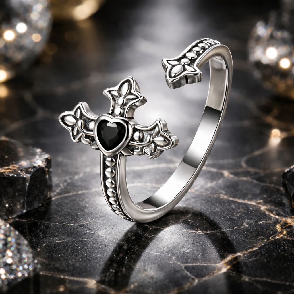 925 Sterling Silver Pavé Setting CZ Oxidized Silver Ring by Bids.com