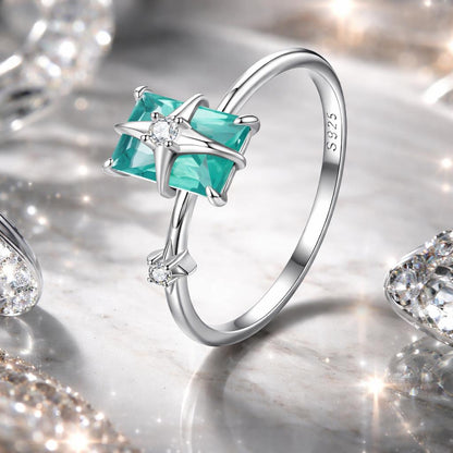 925 Sterling Silver 1.40mm Width CZ &amp; Glass Ring Size 6 for Women by Bids.com