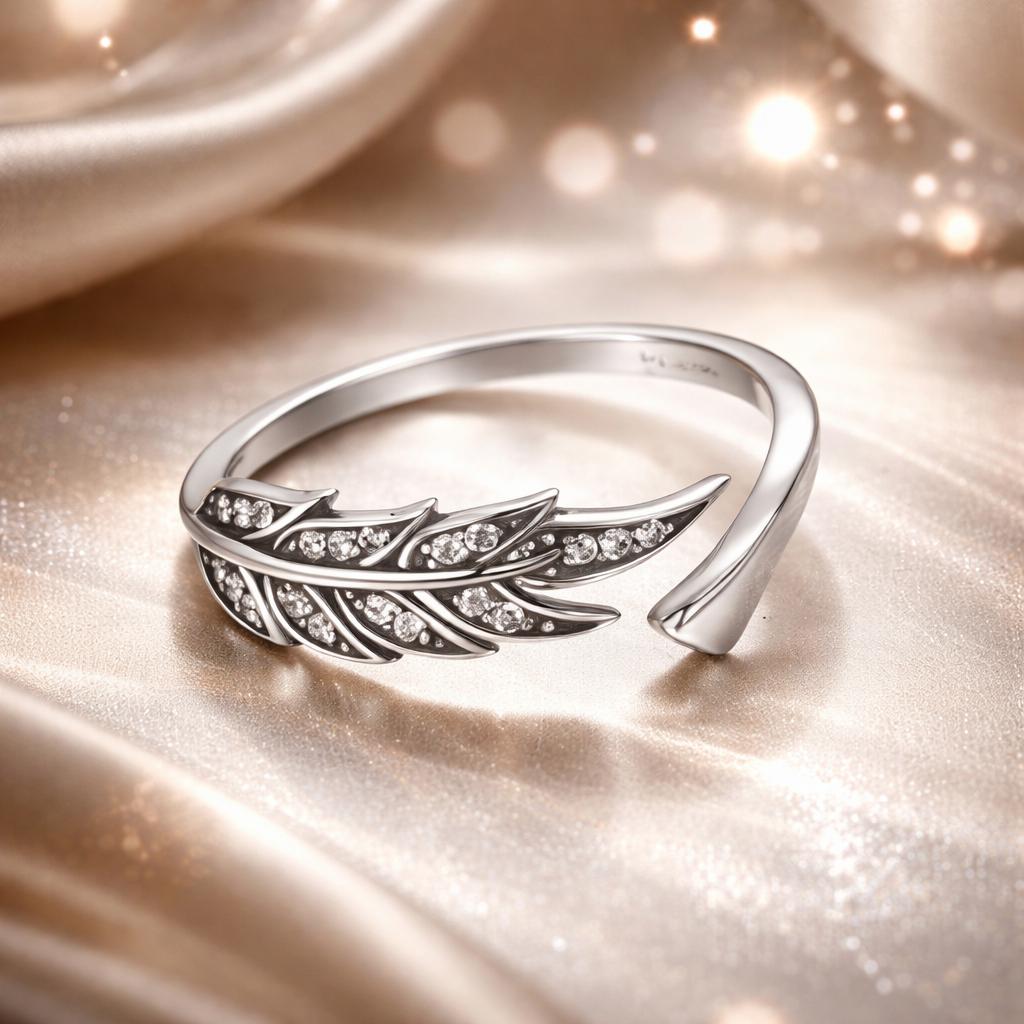 925 Sterling Silver Pavé Setting CZ Leaf Ring for Women by Bids.com