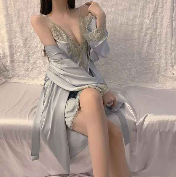 Madeline 3 Piece Satin &amp; Lace Lingerie Set