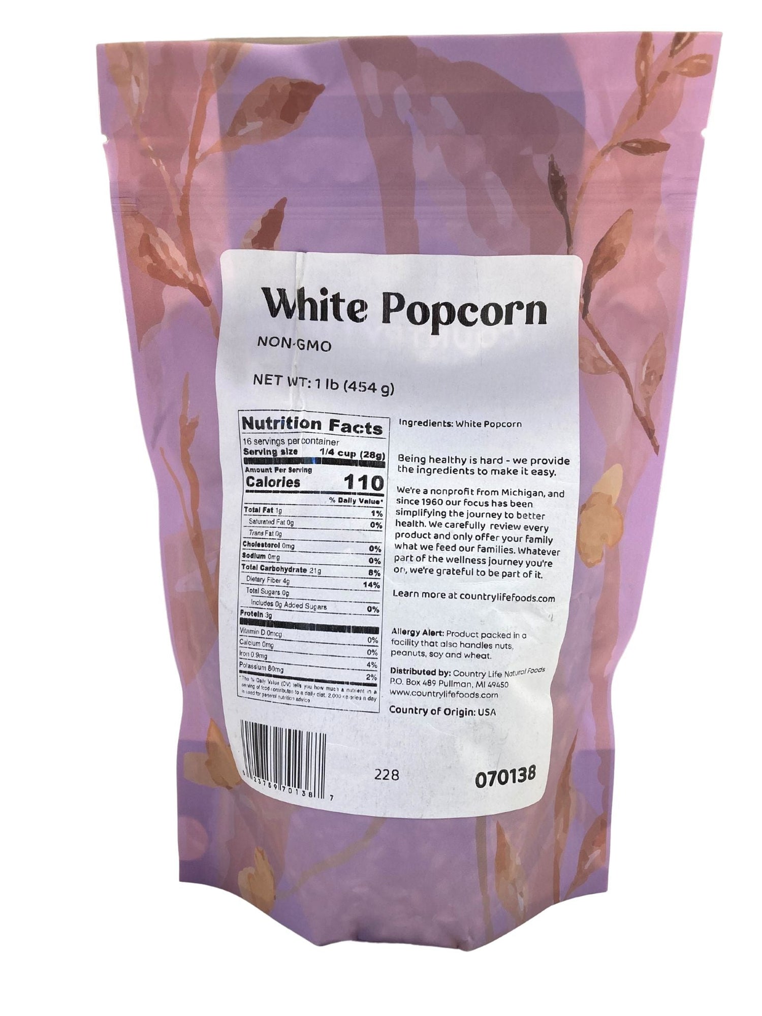 Popcorn, White by Country Life Natural Foods