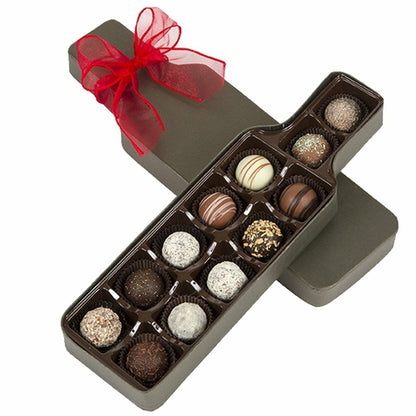 Gourmet Chocolate Truffle Gift Box - 12 Handcrafted Truffles in Wine Bottle Box