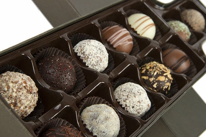 Gourmet Chocolate Truffle Gift Box - 12 Handcrafted Truffles in Wine Bottle Box