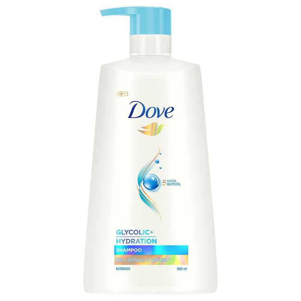 Dove Glycolic + Hydration Shampoo With 5% Hydra-Glycol For Upto 100 Hours Of Hydrated, Fluid Hair
