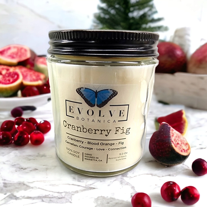 Classic 9oz Jam Jar Crystal Soy Candle - Cranberry Fig (Carnelian)