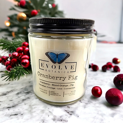Classic 9oz Jam Jar Crystal Soy Candle - Cranberry Fig (Carnelian)