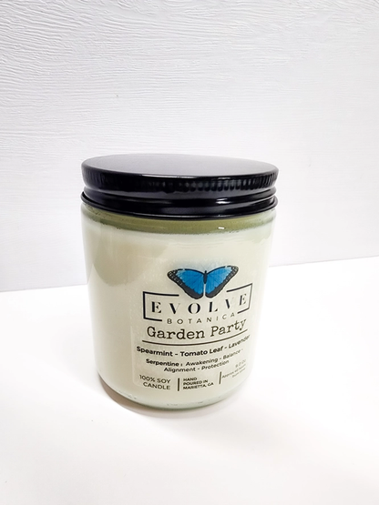 Classic 9oz Jam Jar Crystal Soy Candle - Garden Party (Serpentine)