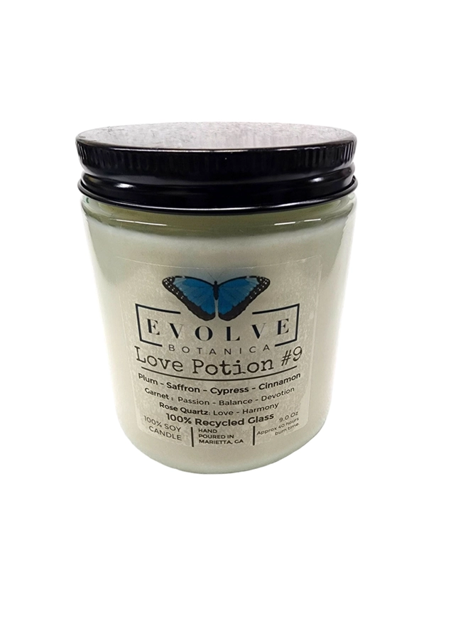 Classic 9oz Jam Jar Crystal Soy Candle - Love Potion 