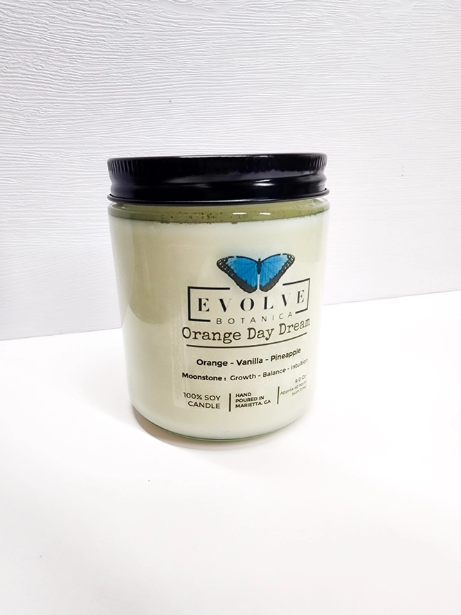 Classic 9oz Jam Jar Crystal Soy Candle - Orange Day Dream (Moonstone)