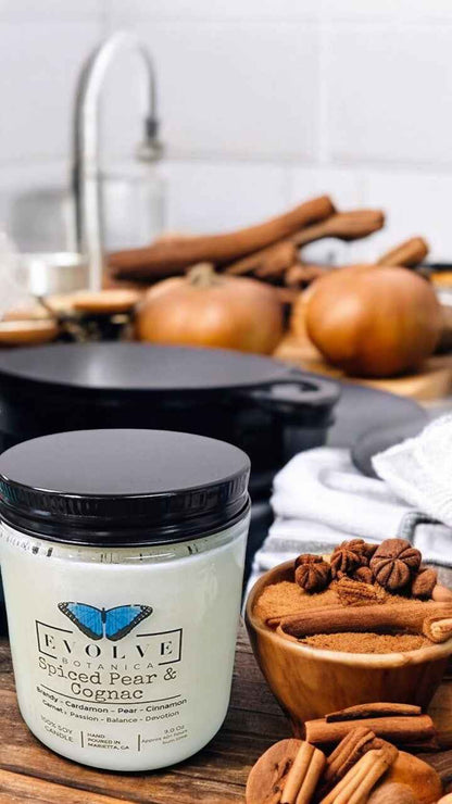 Classic 9oz Jam Jar Crystal Soy Candle - Spiced Pear &amp; Cognac (Garnet)