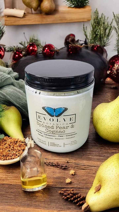 Classic 9oz Jam Jar Crystal Soy Candle - Spiced Pear &amp; Cognac (Garnet)
