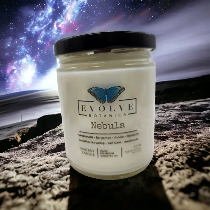 Classic 9oz Jam Jar Crystal Soy Candle - Nebula (Sodalite)
