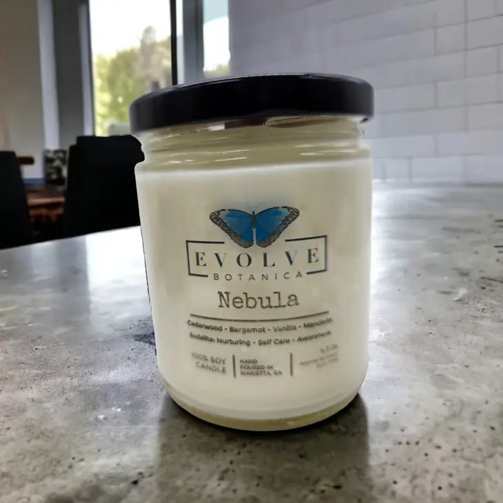 Classic 9oz Jam Jar Crystal Soy Candle - Nebula (Sodalite)