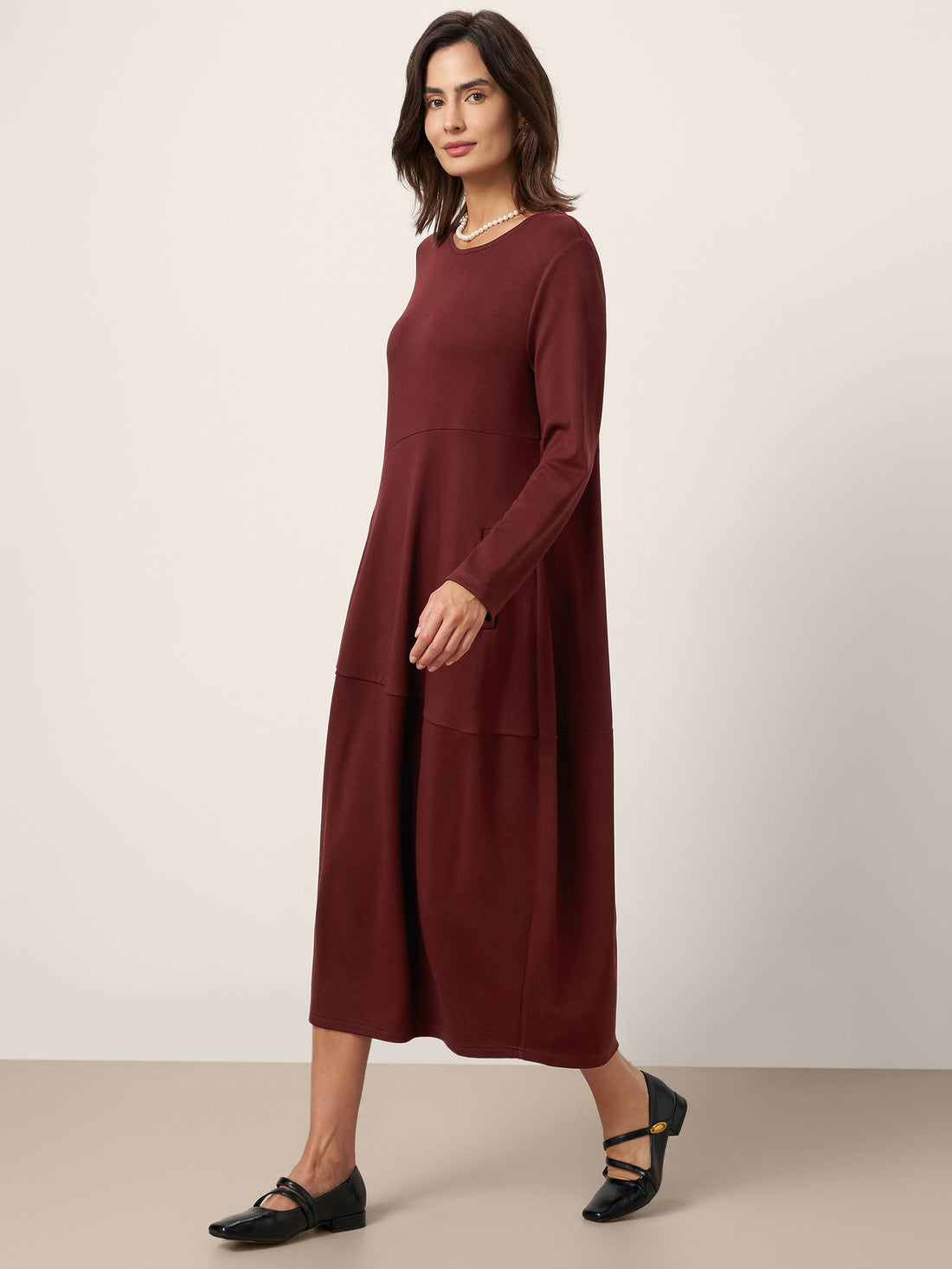 Wool-Cotton Asymmetric Cocoon Midi Dress AVERIE by LINTICO