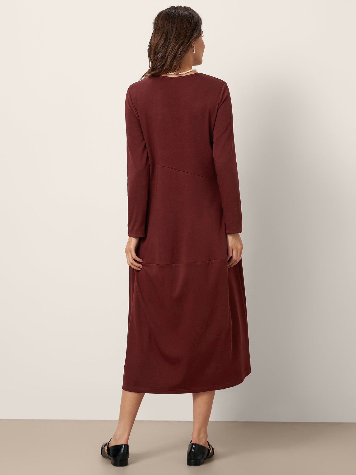 Wool-Cotton Asymmetric Cocoon Midi Dress AVERIE by LINTICO