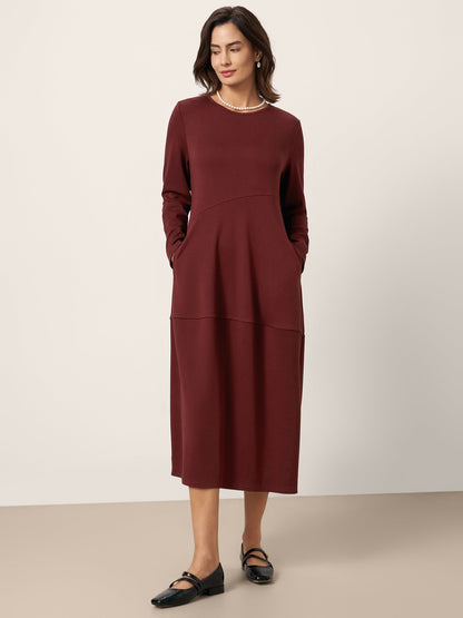 Wool-Cotton Asymmetric Cocoon Midi Dress AVERIE by LINTICO