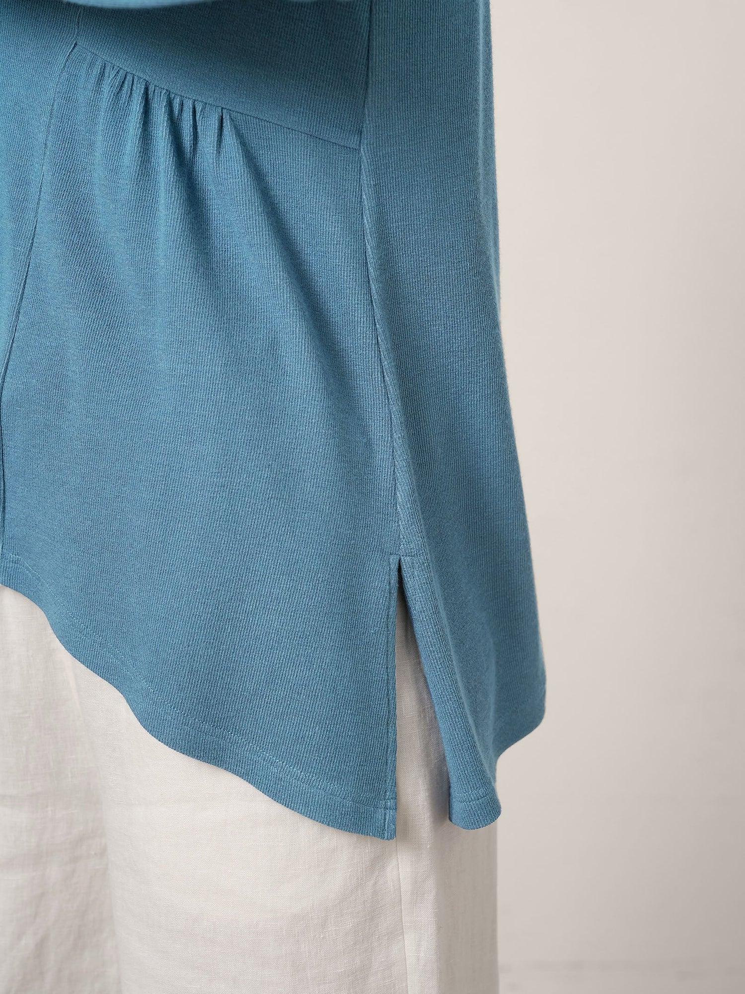 Wool-Blend Sweetheart Pleated Long Sleeve Top AMBER by LINTICO