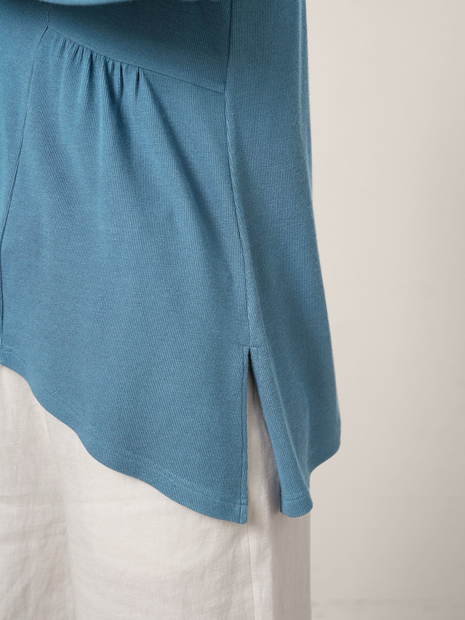 Wool-Blend Sweetheart Pleated Long Sleeve Top AMBER by LINTICO