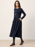 Wool Asymmetric Curved-Cut Maxi Dress CALLIE by LINTICO