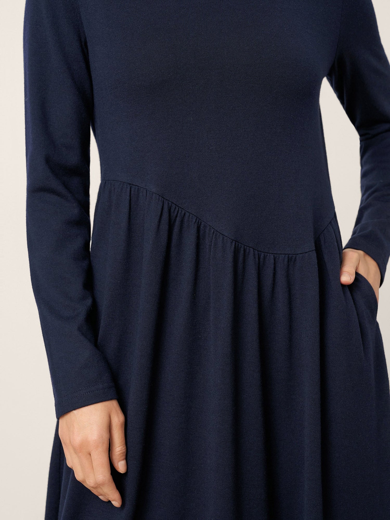 Wool Asymmetric Curved-Cut Maxi Dress CALLIE by LINTICO