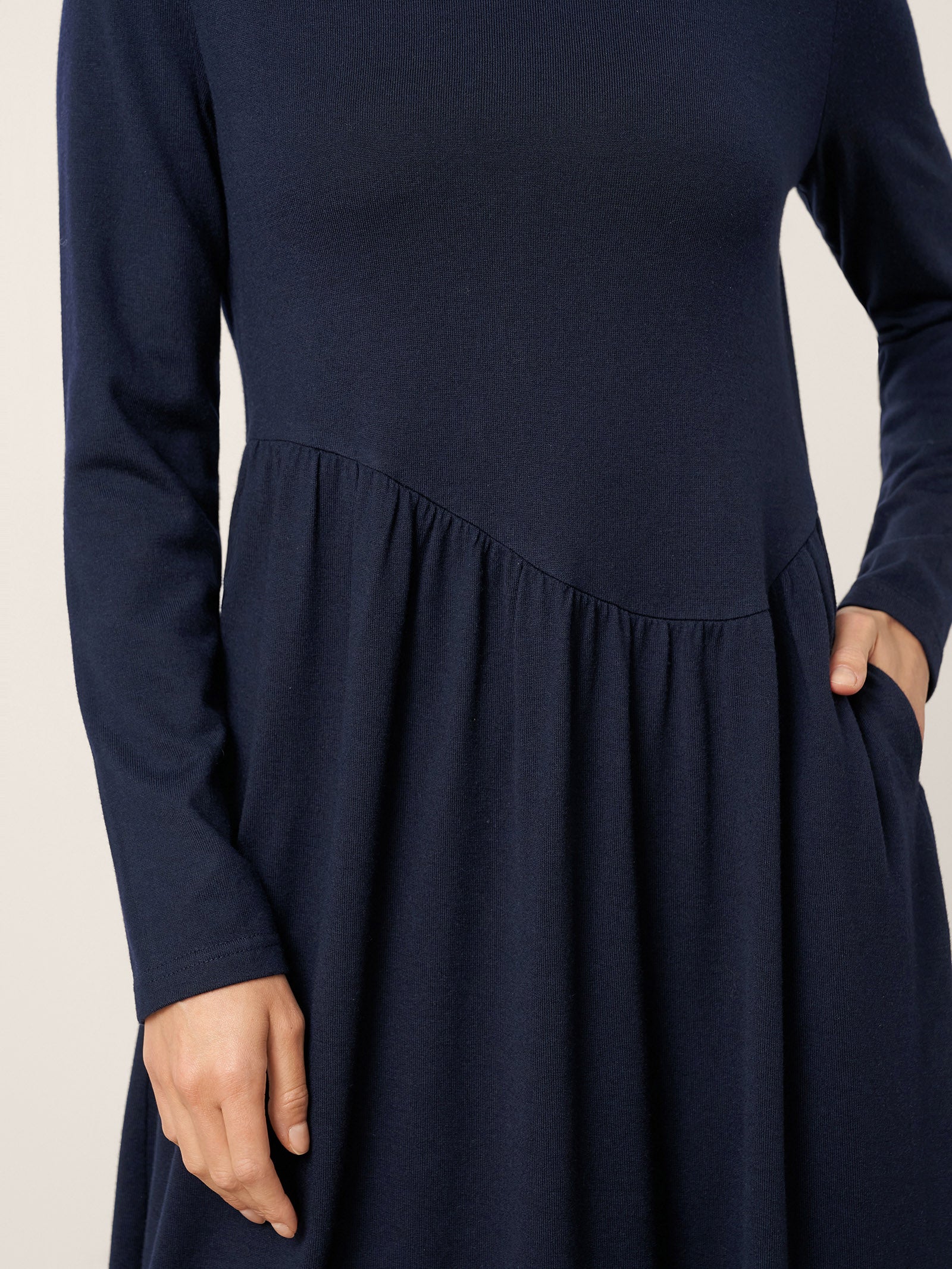 Wool Asymmetric Curved-Cut Maxi Dress CALLIE by LINTICO