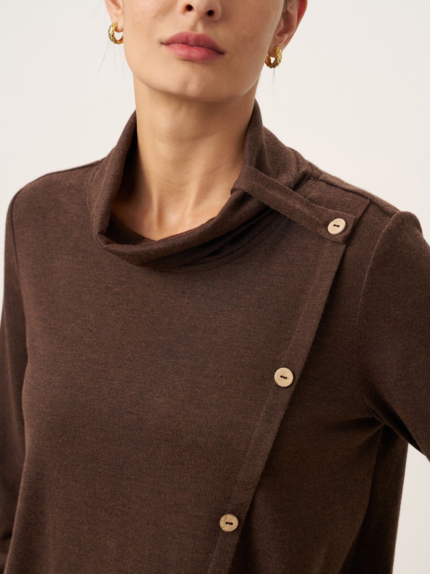 Wool Asymmetric Hem Long Sleeve Top CHARITY by LINTICO