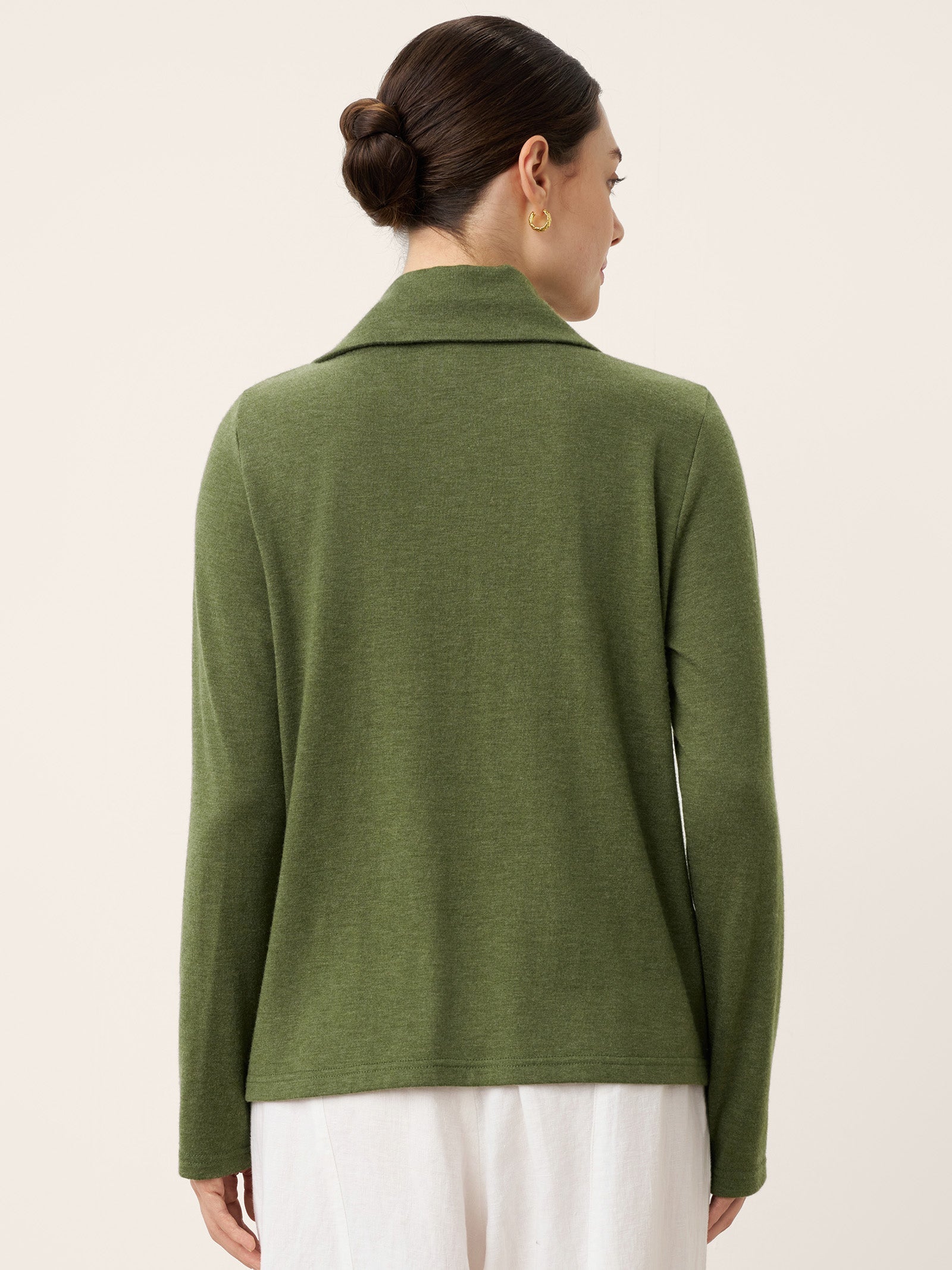 Wool Asymmetric Lapel Fruit Button Decor Top YSABEL by LINTICO