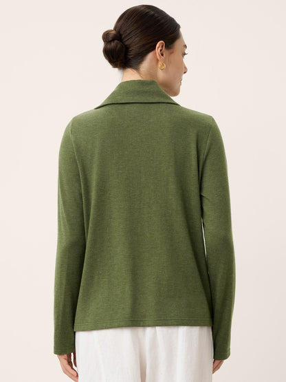 Wool Asymmetric Lapel Fruit Button Decor Top YSABEL by LINTICO