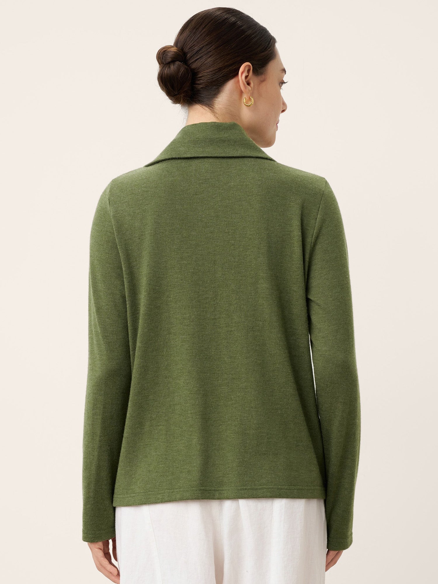 Wool Asymmetric Lapel Fruit Button Decor Top YSABEL