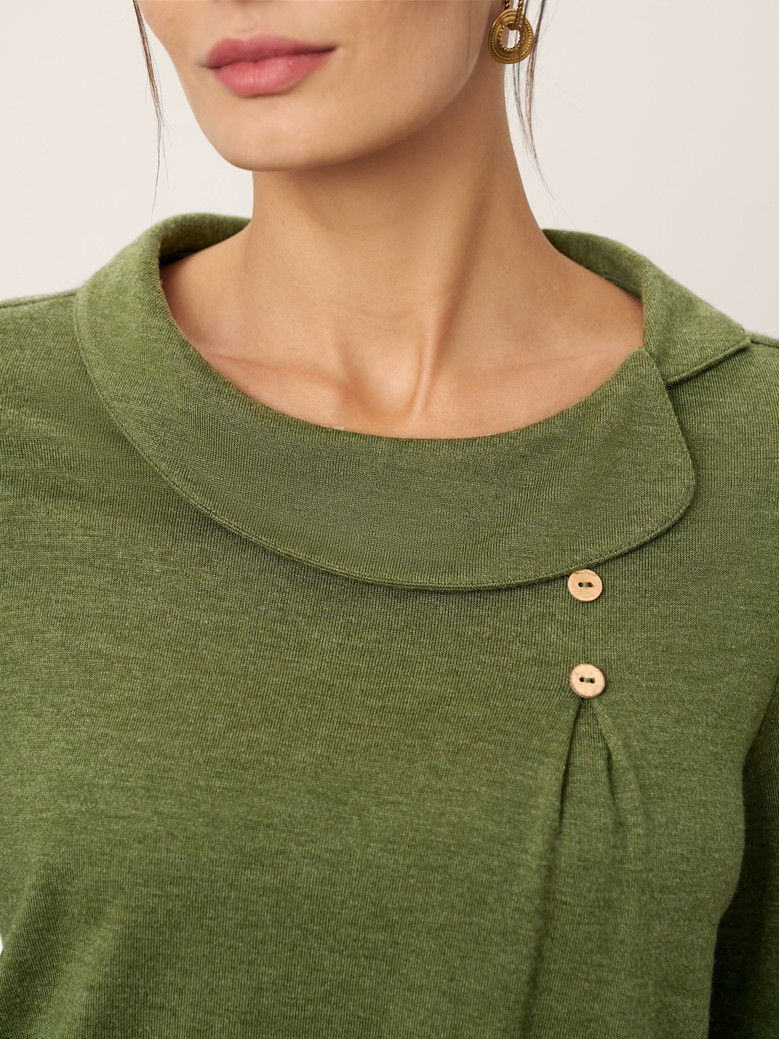 Wool Asymmetric Pleated Long-Sleeve Top ARLETTE  DestGlow